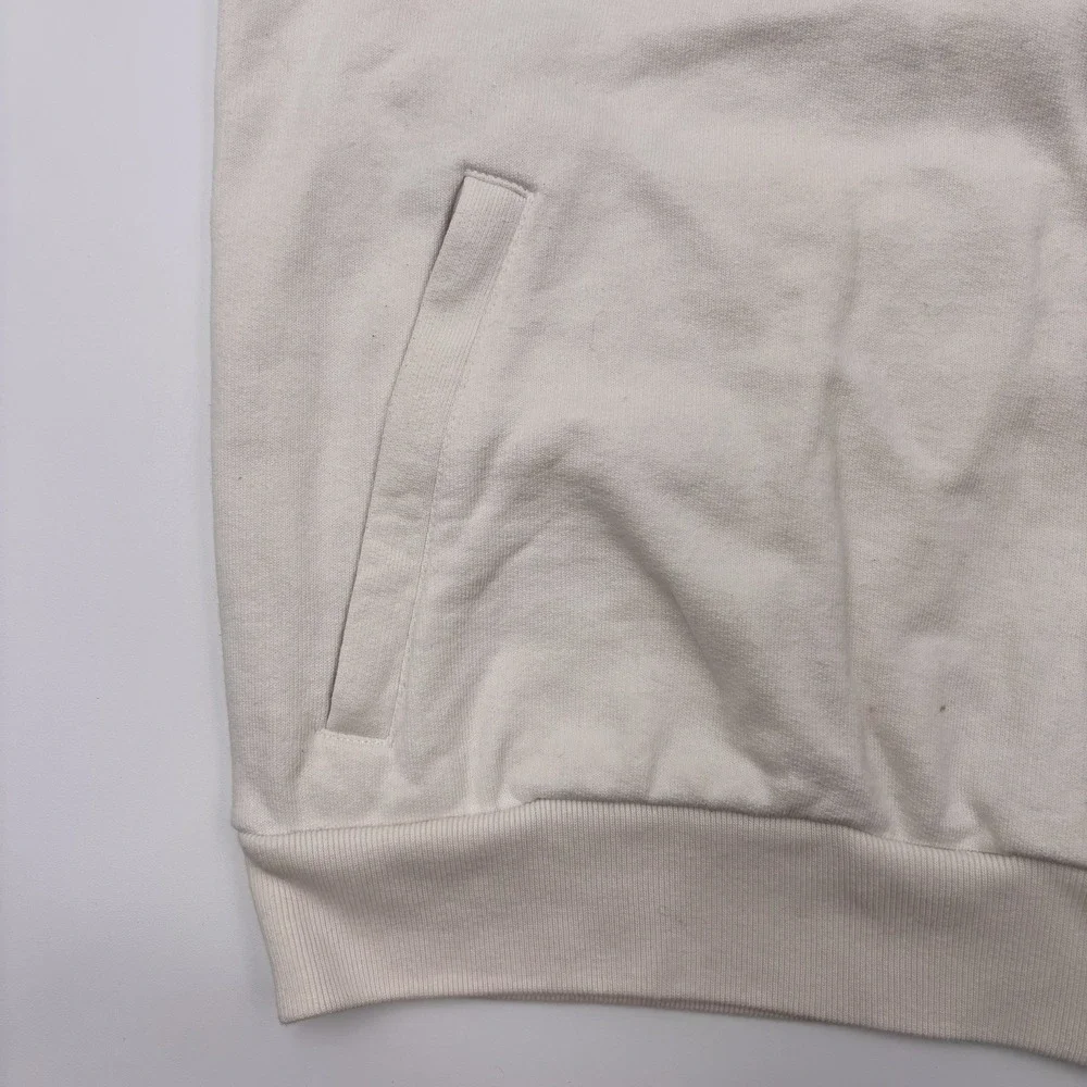 Gucci Web Stripe Zip Up Hoodie Mens Large Beige Off White Cotton Italy Authentic